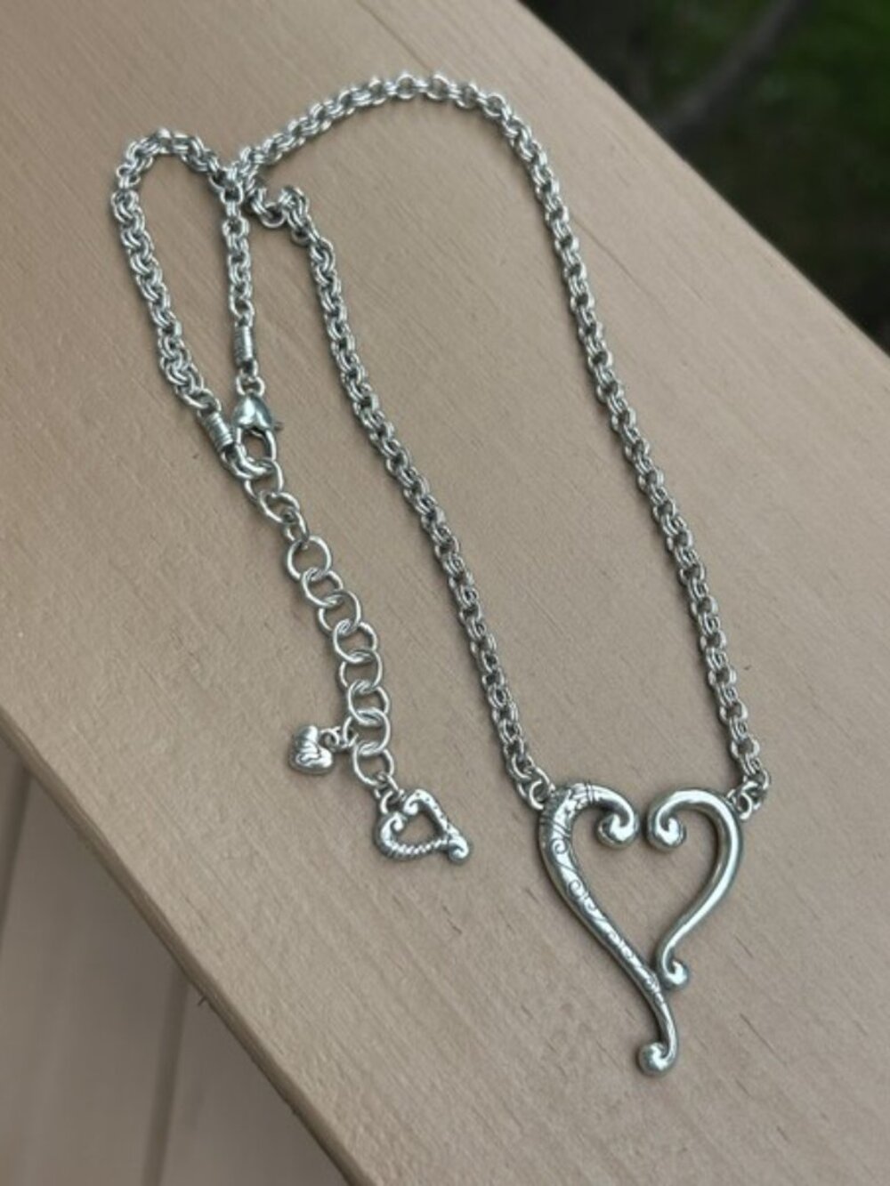 BRIGHTON “Adore Me” Open Heart Etched Pendant NECKLACE
